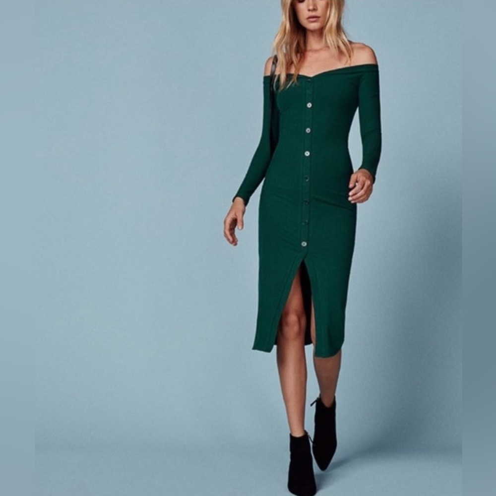 Reformation bodycon button dress